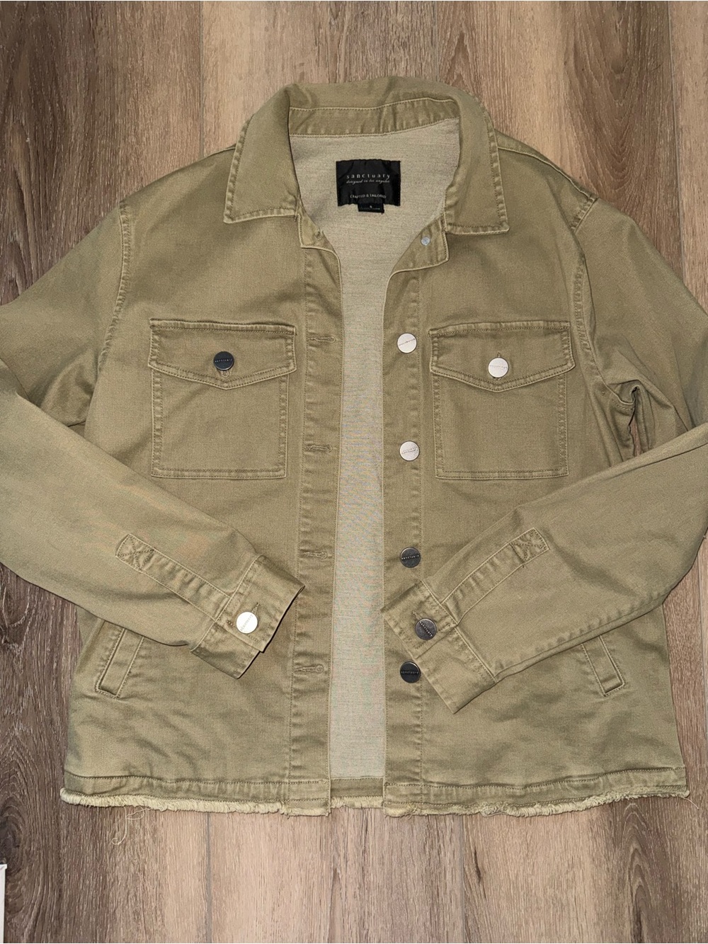 Sanctuary for Anthropologie Green Anorak Utility Jacket Fringe Women’s Small S
